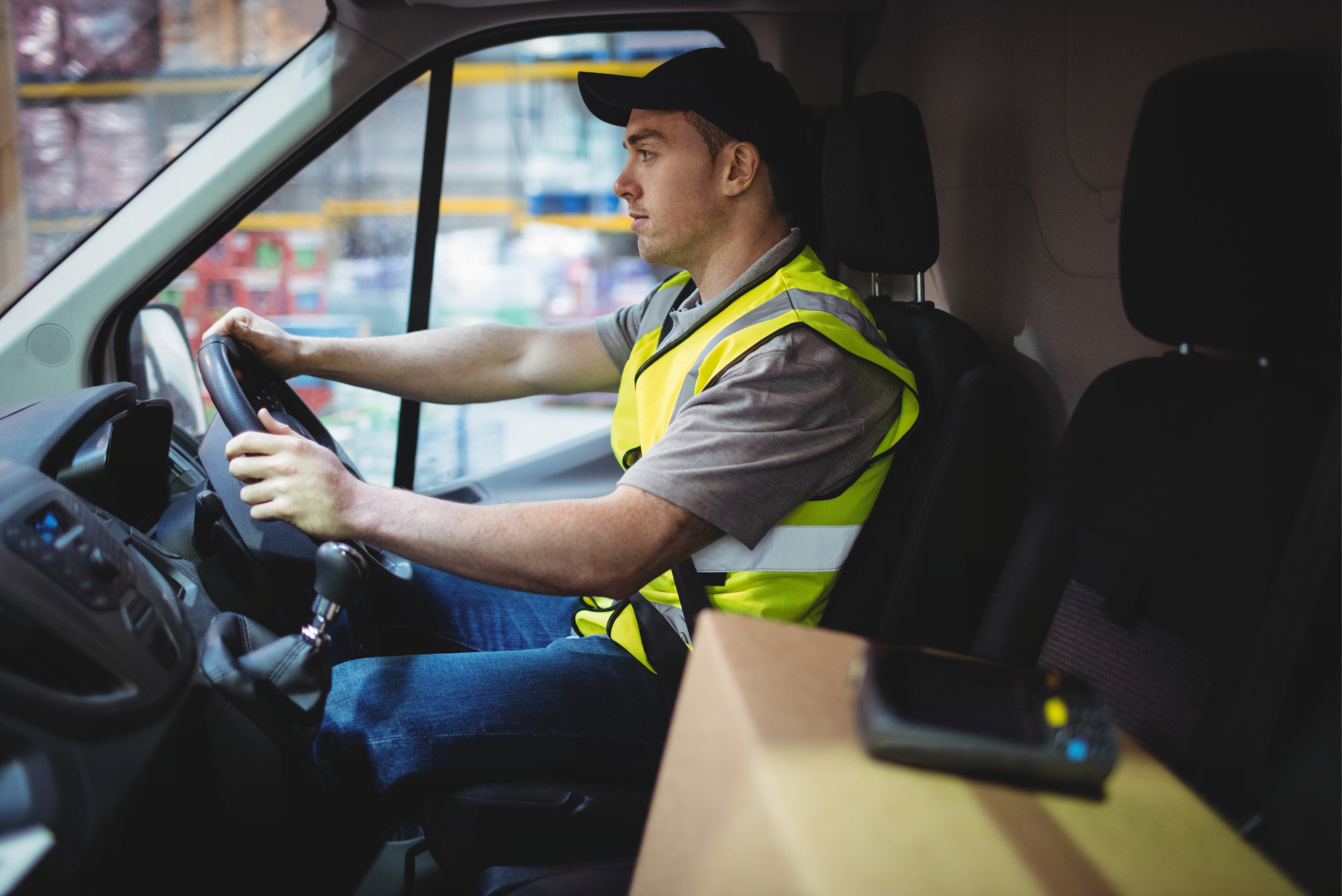 Van driver in high-vis on his way to a delivery