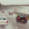 Motorway driving with heavy rain