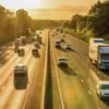 UK motorway during sunset