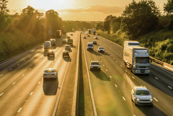 UK motorway during sunset